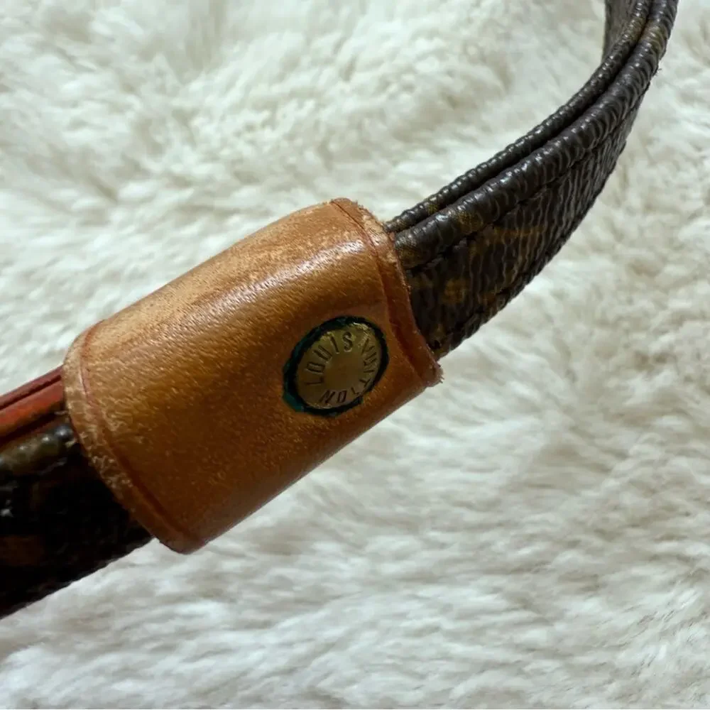 Louis Vuitton Dog Lead Monogram Brown Leather Pet Accessary Authentic